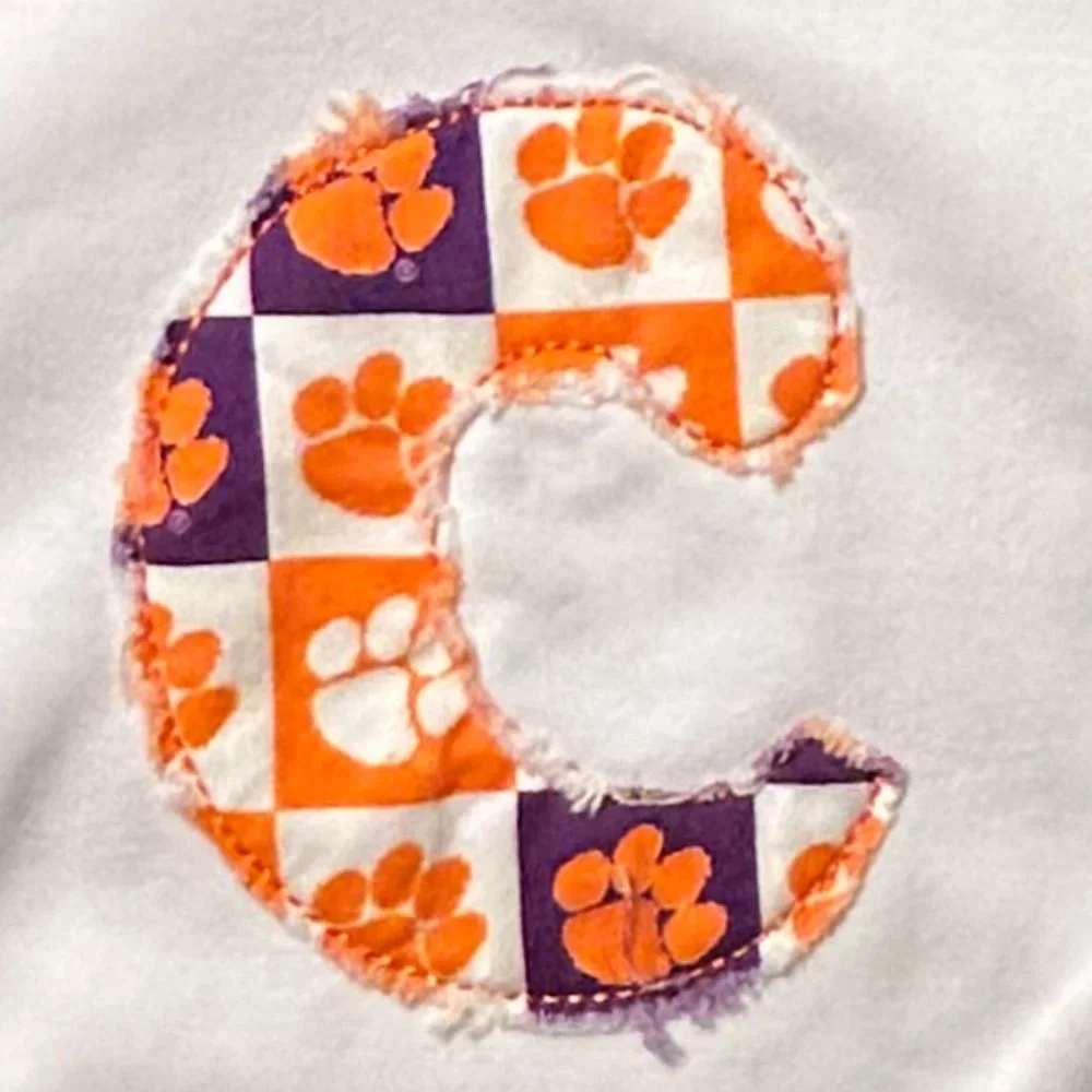 Newborn Clemson Letter C Ragged Edge Applique, Clemson Fabric